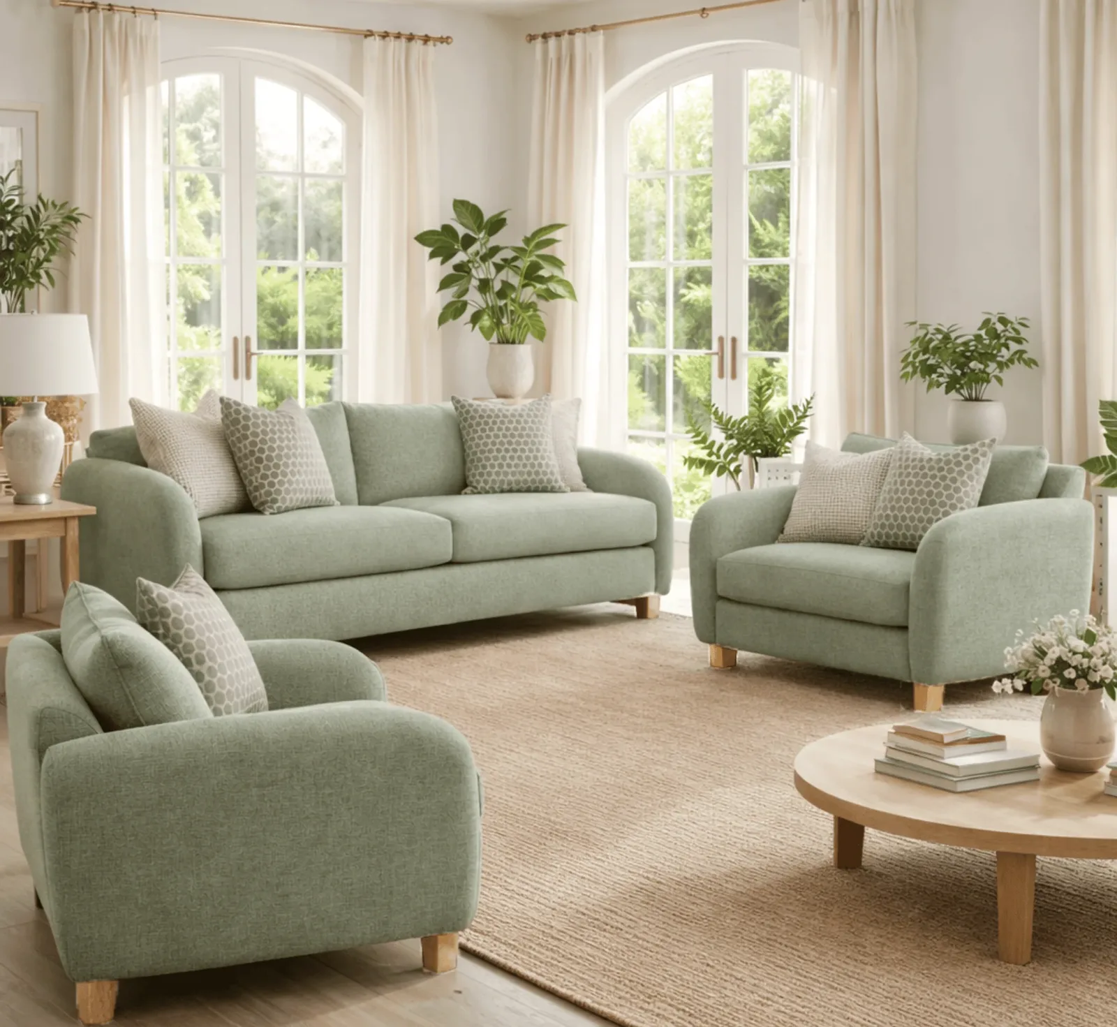 Teak Tone Minimalist Living Ensemble - Treescape Living Design TS-LIV-09